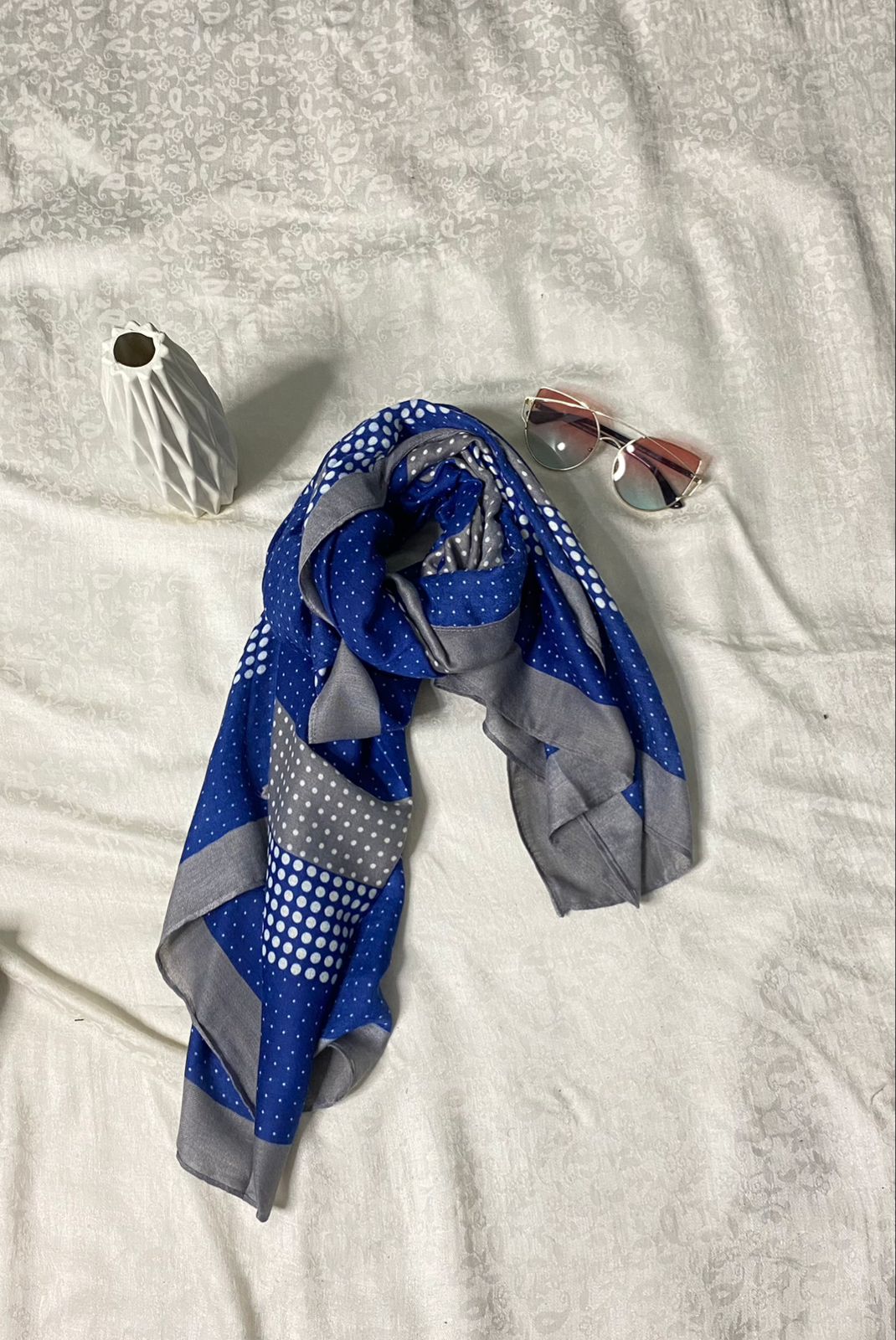 Blue & Grey Pashmina Stole - Shawl